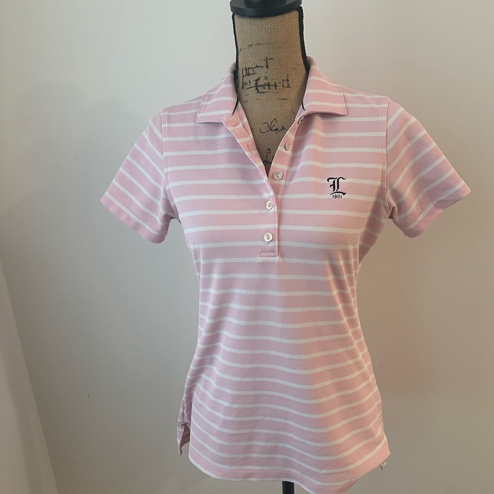 Peter Millar Performance Pink Stripe Golf Polo, Small